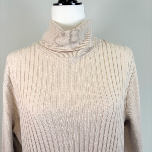 Lafayette 148 Cashmere Vest & Ombre Ribbed Cashmere Turtleneck Set Women Medium - Picture 4 of 16